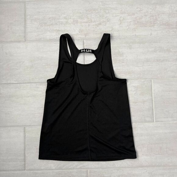 Under Armour Fly By Tank Fitted Black Quick Dry Soft Lightweight Open Back Small - Picture 6 of 6